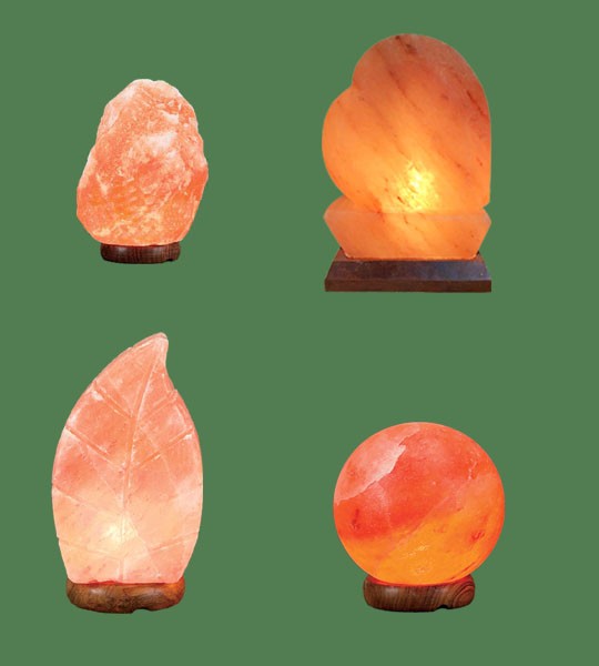 Himalayan Salt Lamps 1 Micro + 1 Sphere + 1 Heart + 1 Leaf